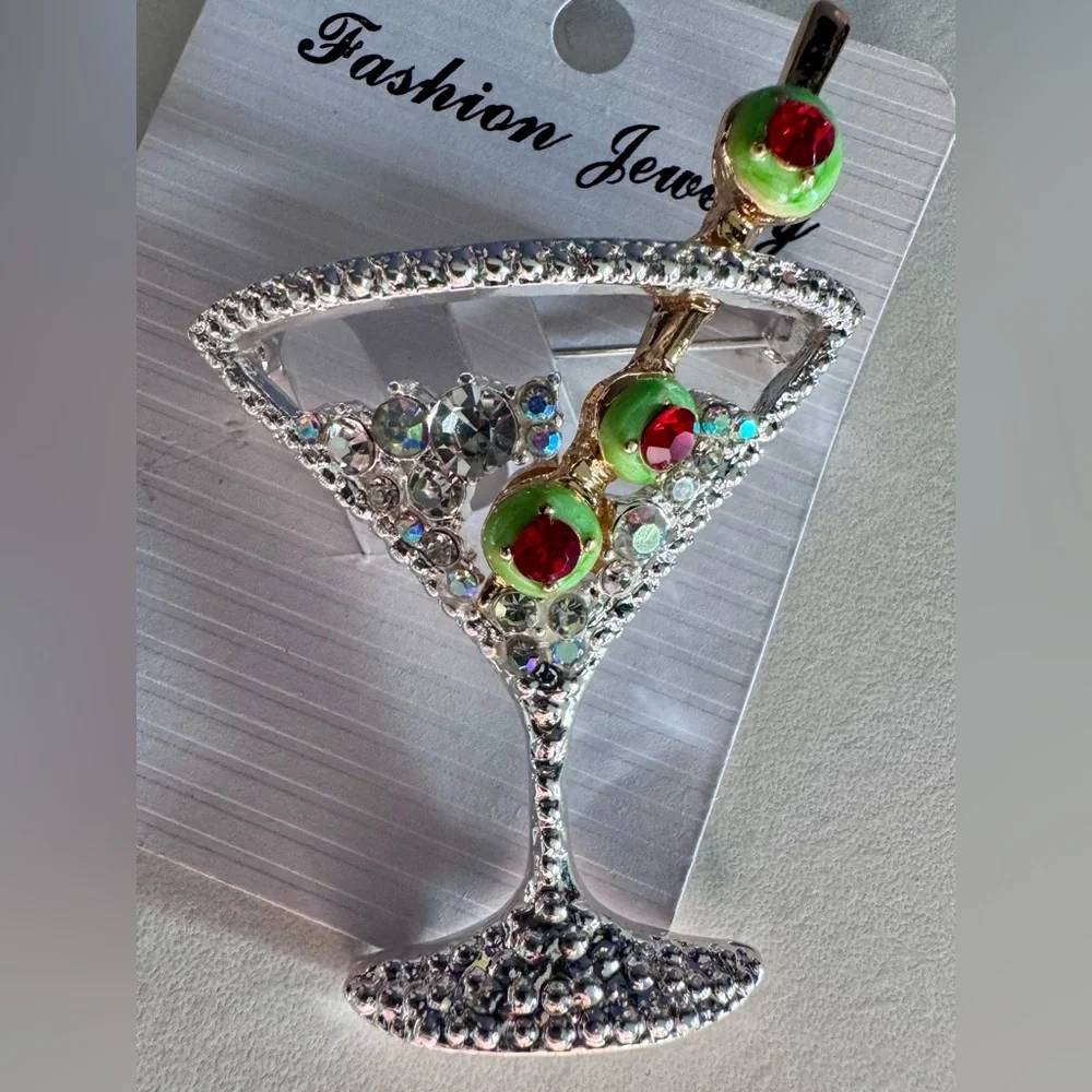 ❗️SOLD❗️Sparkling Martini Glass Brooch - Picture 1 of 1